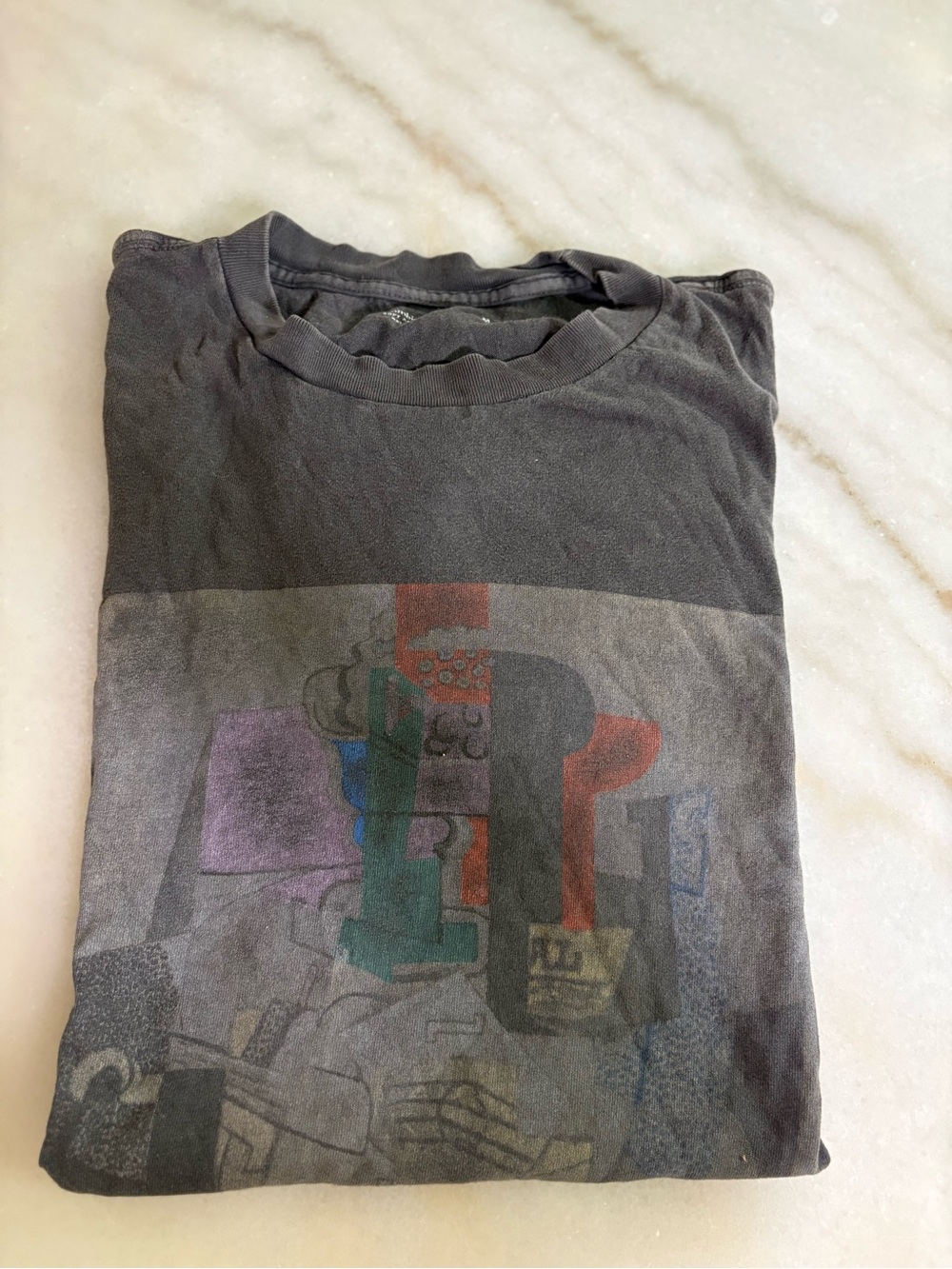 Abercrombie & Fitch Black Short Sleeve Graphic Tee with Multicolor Print